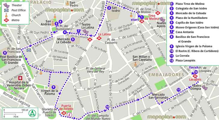 la latina lavapies area maps Madrid Top tourist attractions map