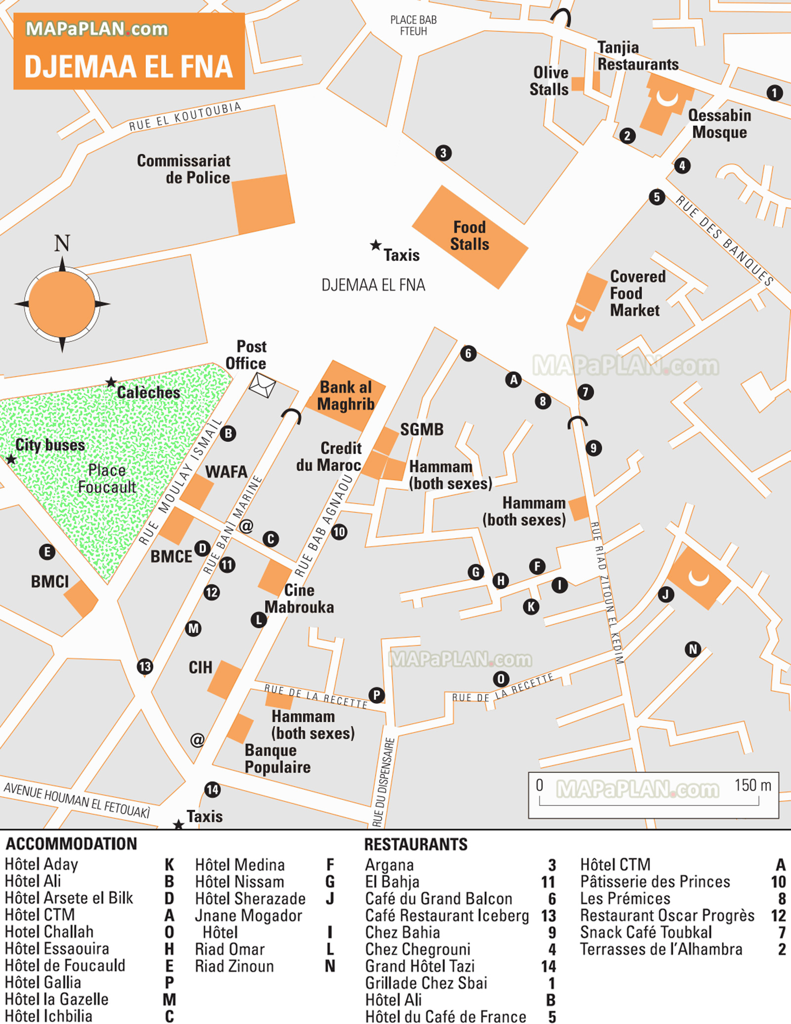 jemaa el fna square visitors points of interest fun locations things to do hammams Marrakech top tourist attractions map