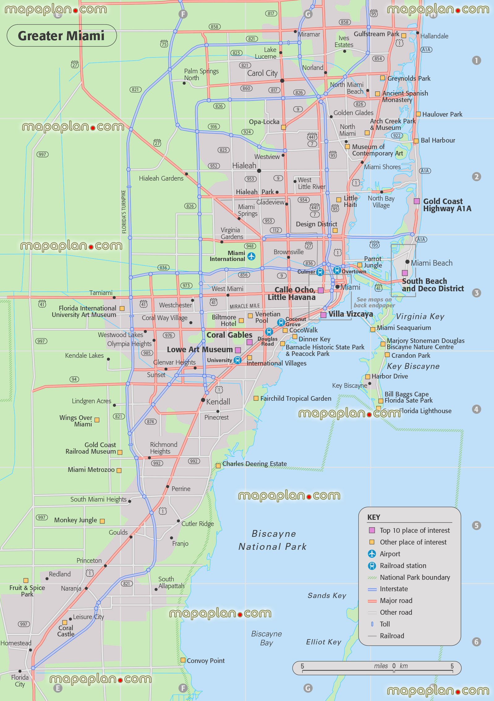 greater Miami locations top 10 places interests mia Miami international airport rail stations railroads detailed distances between cities towns villages suburbs metropolitan areas interactive itinerary planner top sights visit