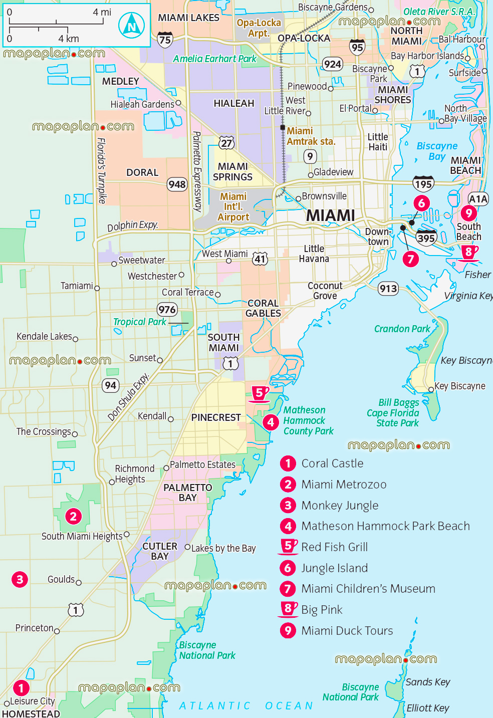 Miami city detailed families kids coral castle monkey jungle island childrens museum Miami central free download offline city top attractions places great things do explore fun interesting ideas where go around central areas