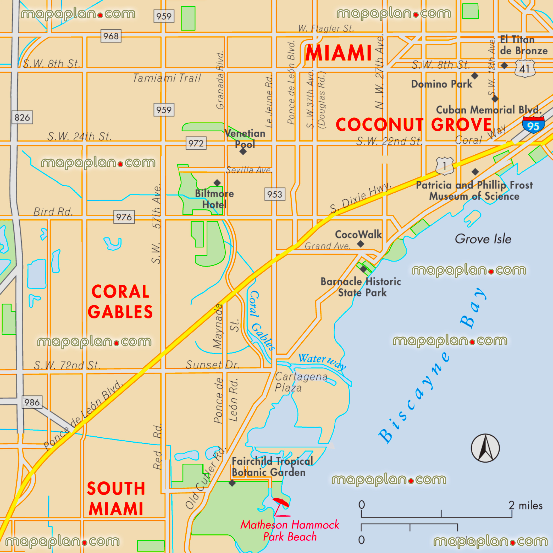 offline download virtual interactive hd plan overview coral gables coconut grove biscayne bay region trip highlights printable detailed travel visitors itinerary planner best sights visit