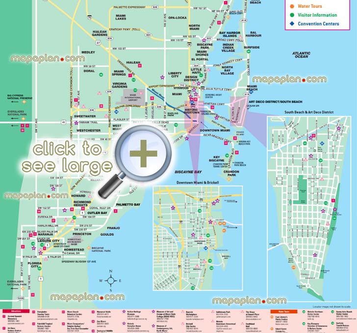 greater miami south beach downtown detailed printable download tourist information city centers sightseeing old town tour guide itinerary planner layout best things do favourite attractions points interest visit tourists printable high quality large scale vector poster