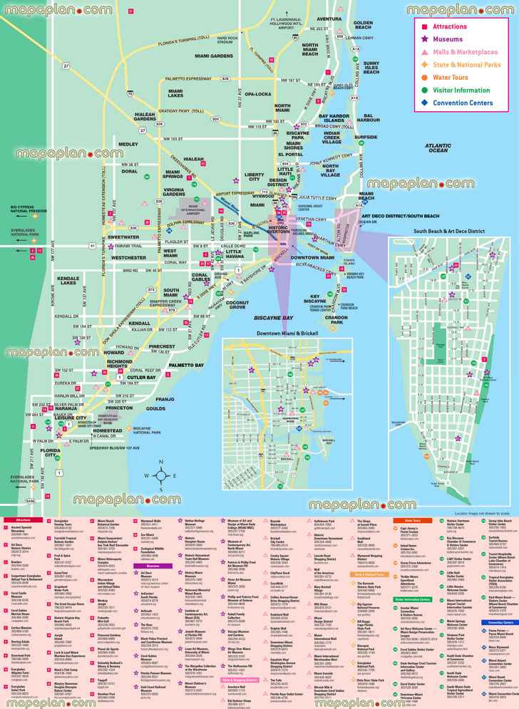 greater Miami south beach downtown detailed printable download tourist information city centers sightseeing old town tour guide itinerary planner layout best things do favourite attractions points interest visit tourists printable high quality large scale vector poster