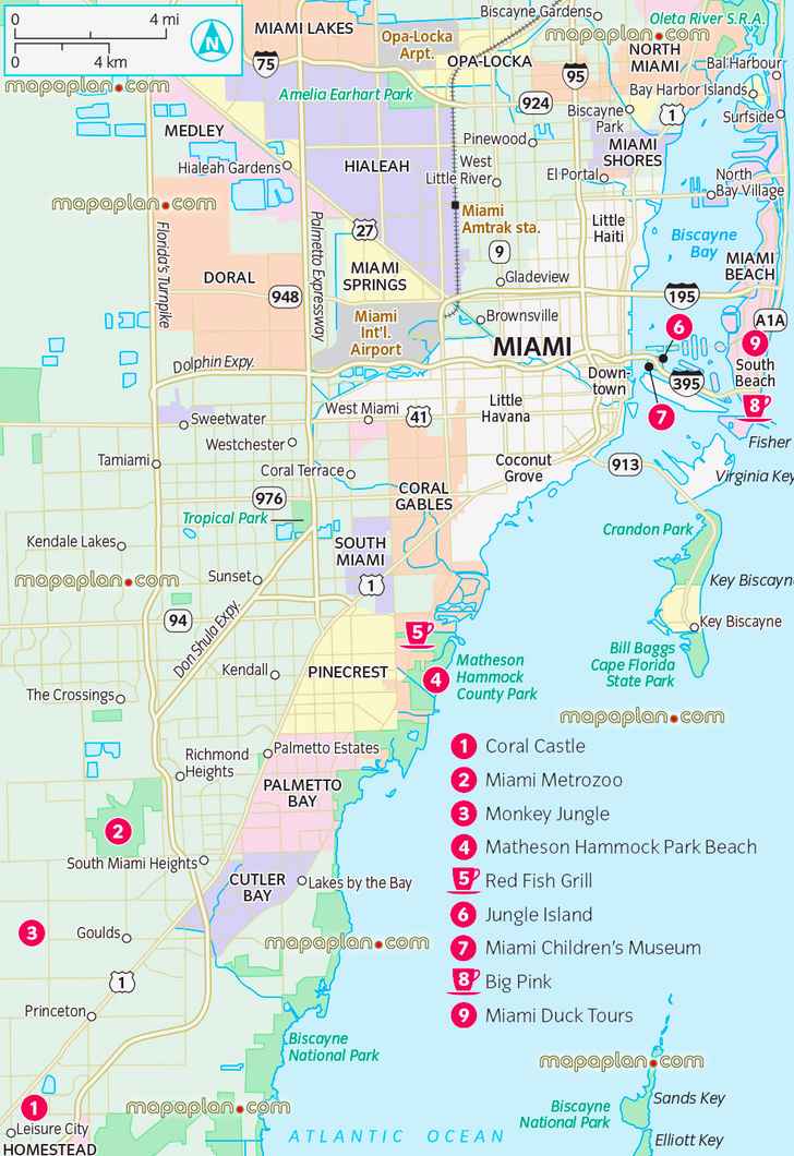 Miami city detailed families kids coral castle monkey jungle island childrens museum Miami central free download offline city top attractions places great things do explore fun interesting ideas where go around central areas