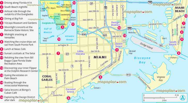 Miami city florida south beach top experiences do interactive virtual street directions sightseeing places best sights destinations visit cities places worth visiting usa location Miami florida usa