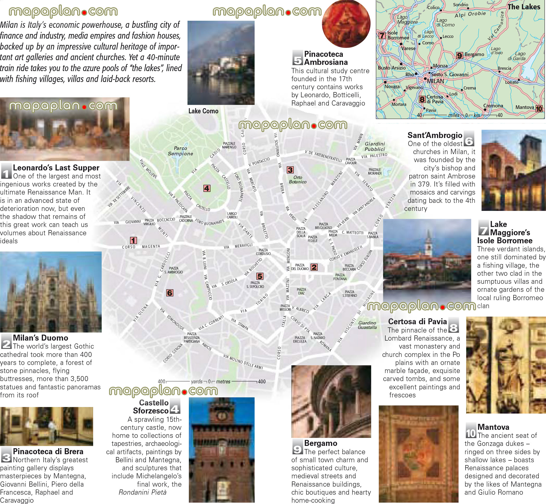 milan city centre free travel guide top 10 must see sights best destinationss Milan Top tourist attractions map