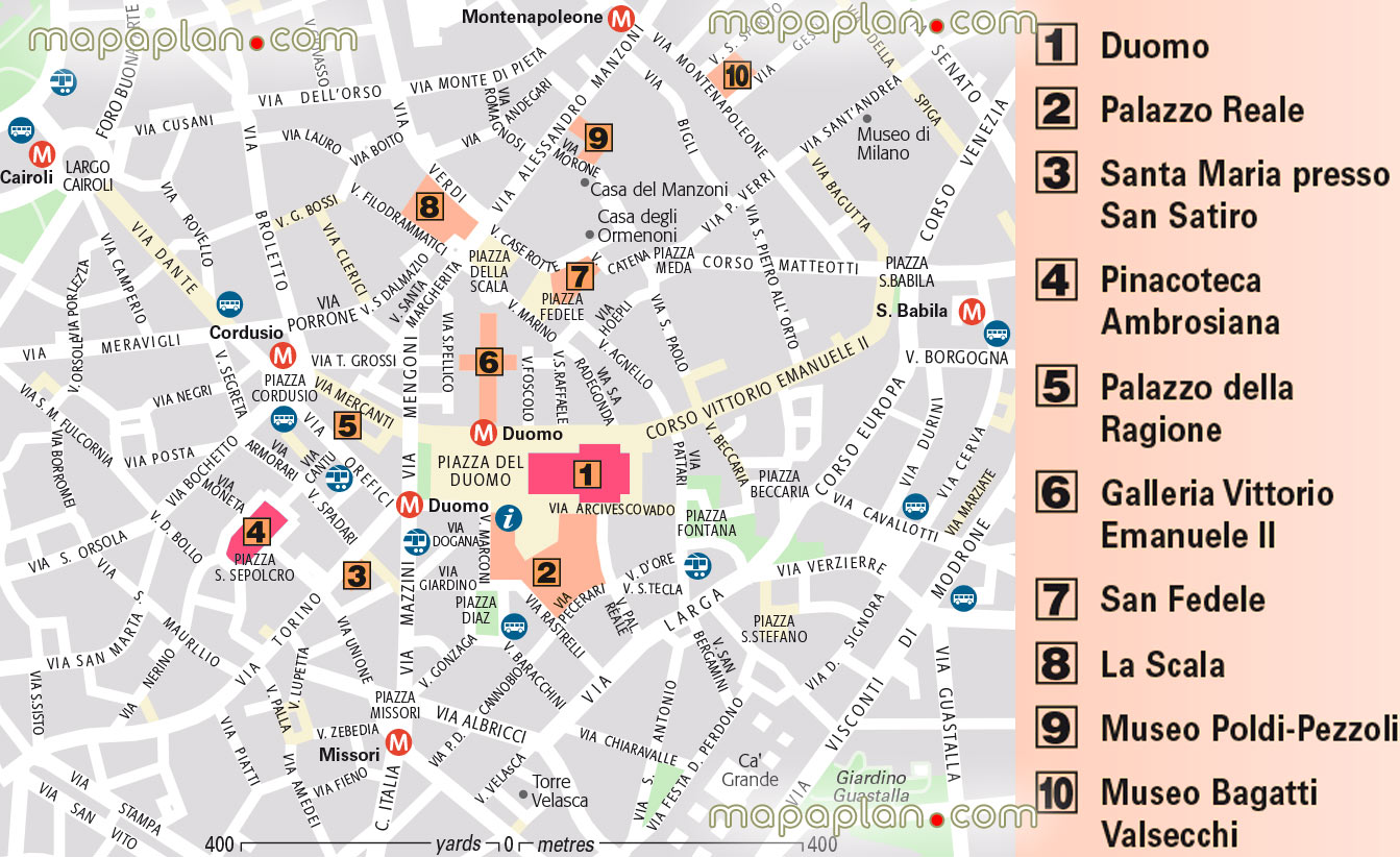 historic centre printable list points interest old town district area neighbourhood high quality road guide street names large scale plan duomo pinacoteca ambrosiana galleria vittorio emanuele shopping gallerys Milan Top tourist attractions map