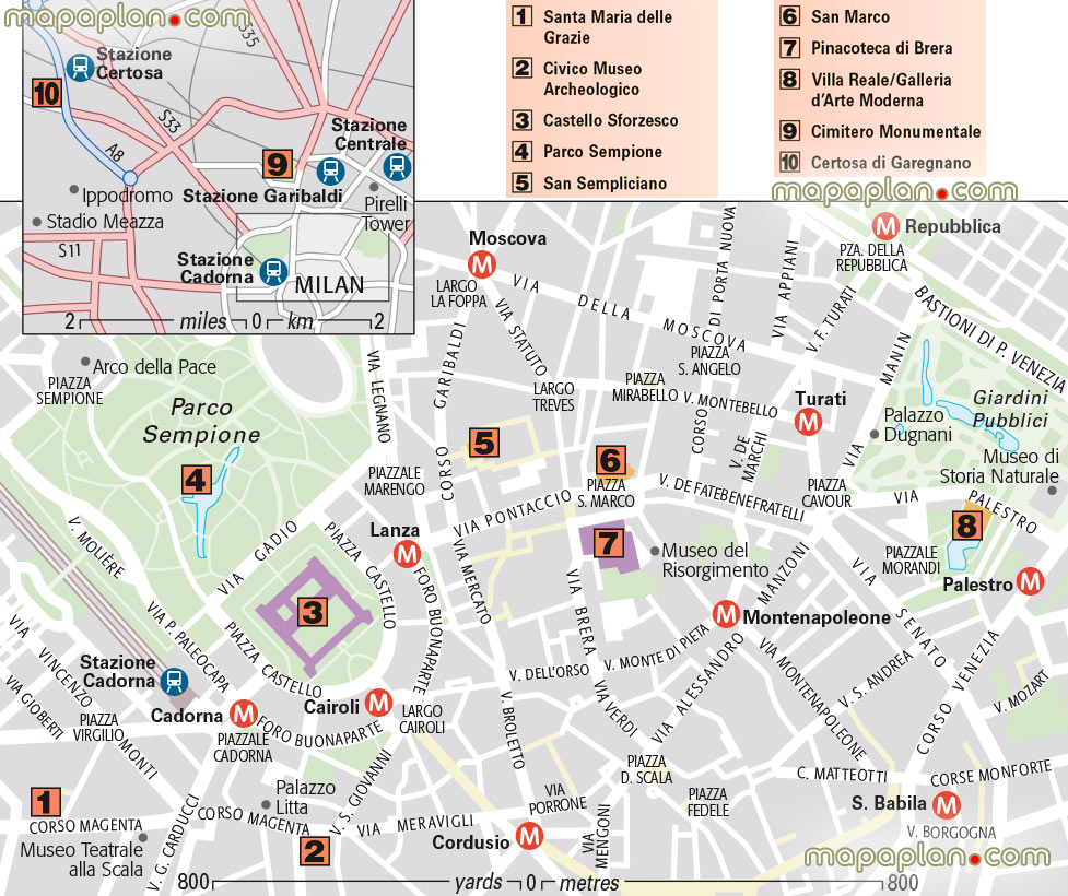 northern milan detailed free simple easy navigate diagram milan inner city centre holiday top points interest central walkable sites city break historical places visit santa maria delle grazie church sforzesco castles Milan Top tourist attractions map