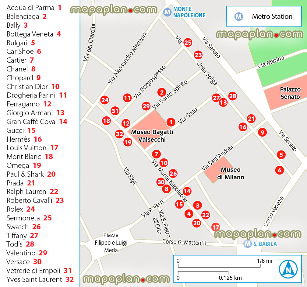 golden quadrilateral quadrant shopping district quad doros Milan Top tourist attractions map