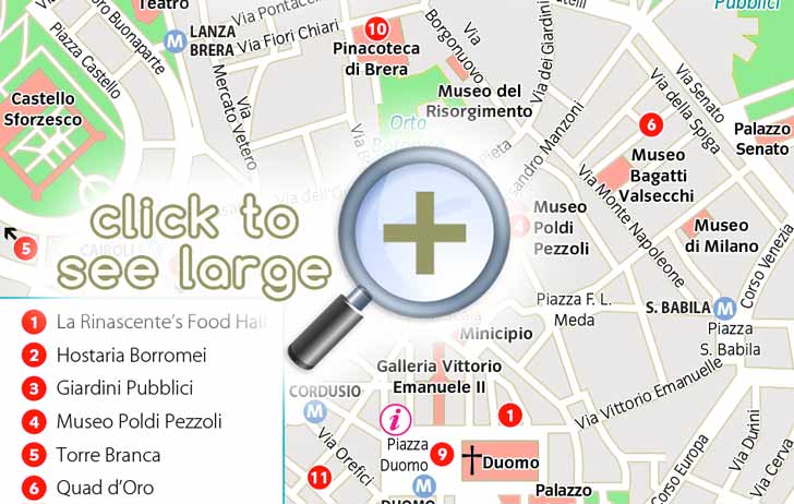 milan virtual interactive 3d aerial graphical satellite view orientation navigation top tourist attractions visits Milan Top tourist attractions map