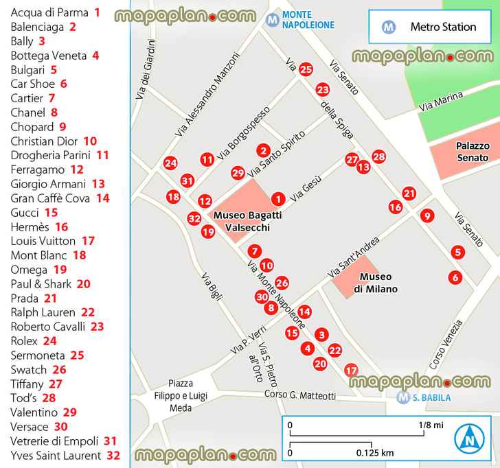 golden quadrilateral quadrant shopping district quad doros Milan Top tourist attractions map