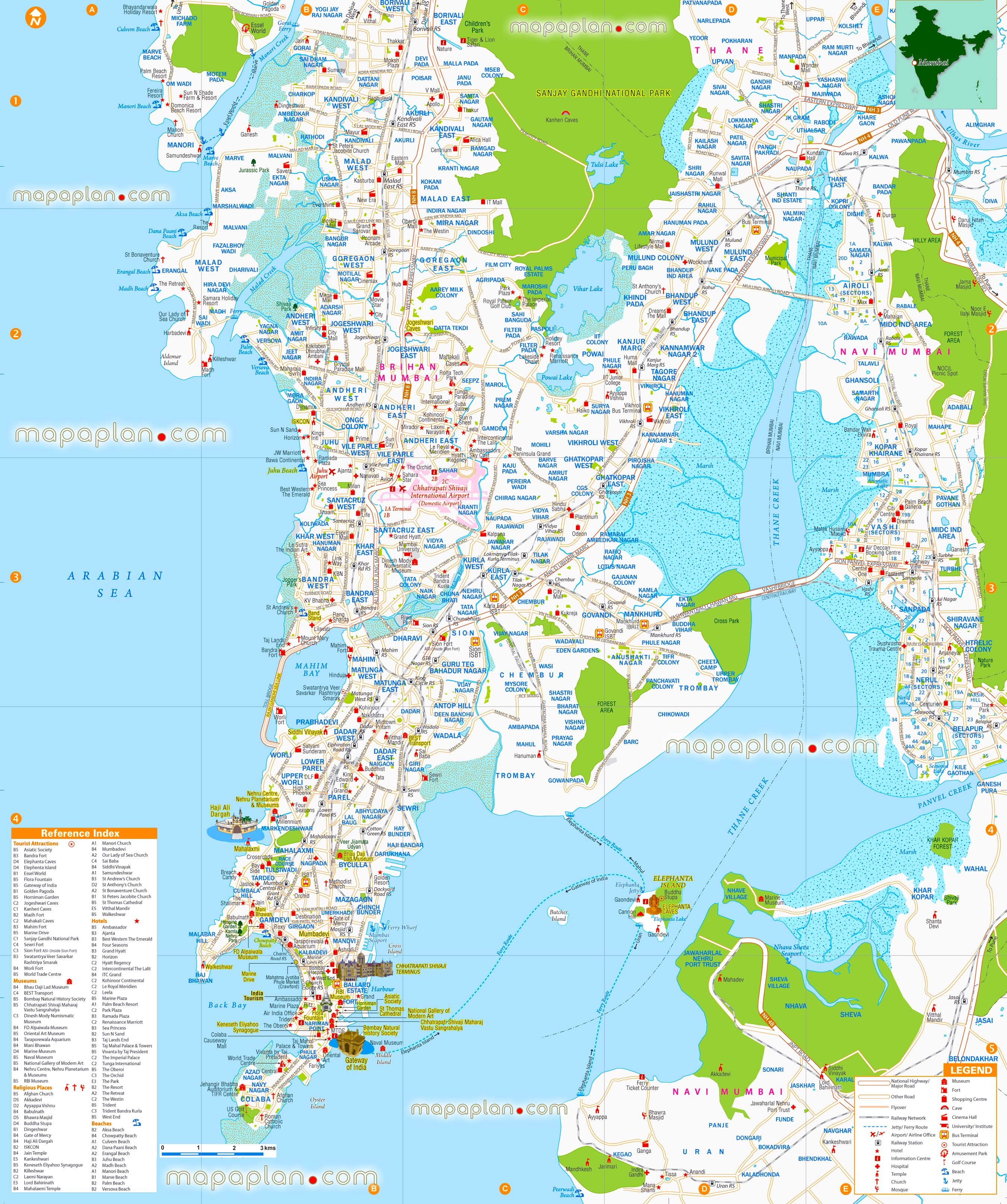 mumbai tourist places on map