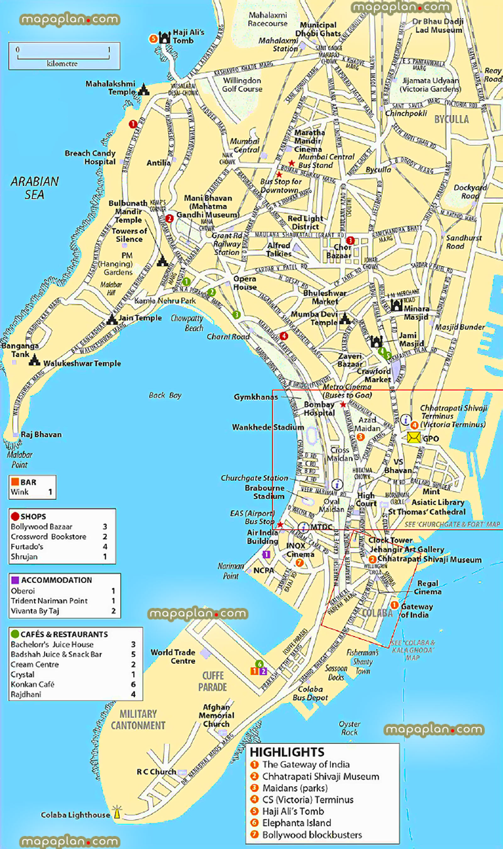 mumbai tourist places map