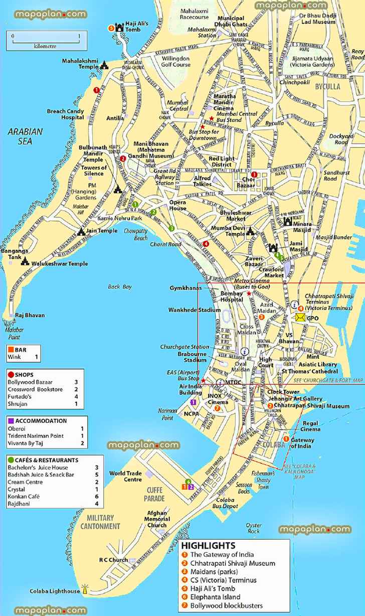 old new Mumbai detailed interactive itinerary planner list top things visit see restaurants hotels shopping city detailed street names around central areas walking tour directions famous points interest printable detailed travel visitors itinerary planner best sights visits Mumbai Top tourist attractions map