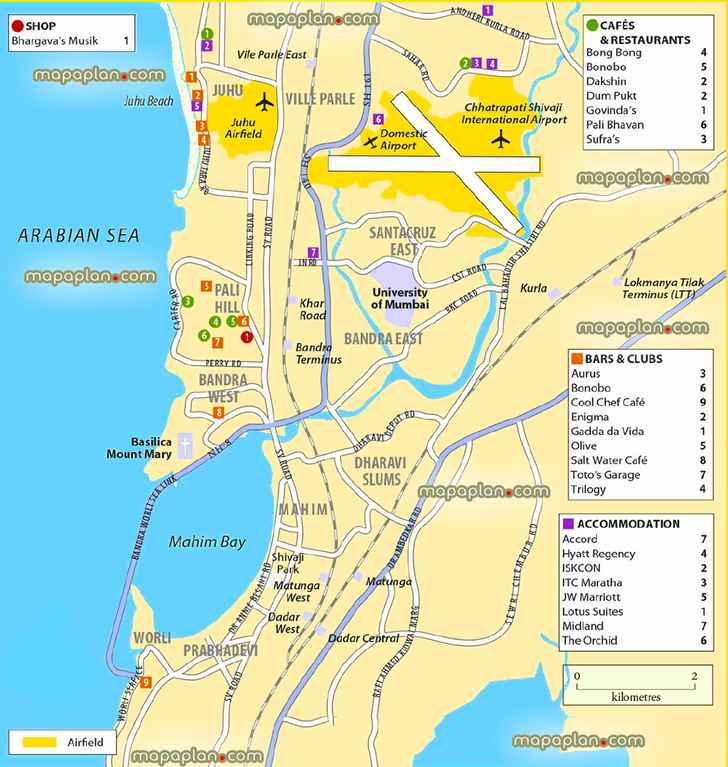 Mumbai northern suburbs visitors detailed virtual printable guide download sightseeing tour guide itinerary planner layout best things do favourite bombay attractions points interest visit tourists directions chhatrapati shivaji airports Mumbai Top tourist attractions map