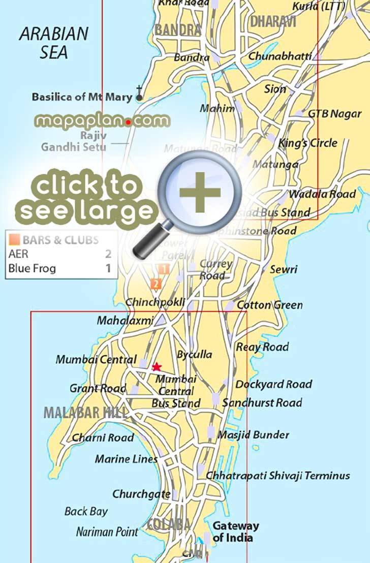 mumbai greater metropolitan area downloadable city break historical places visit plan neighbourhoods major places visit streets churches temples mosques museums rail public transport interactive virtual directions sightseeing places best sights destinations visits Mumbai Top tourist attractions map