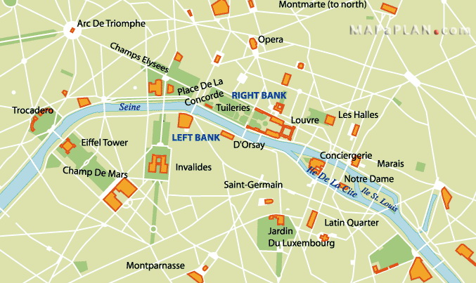Paris top tourist attractions map Three day highlights tour