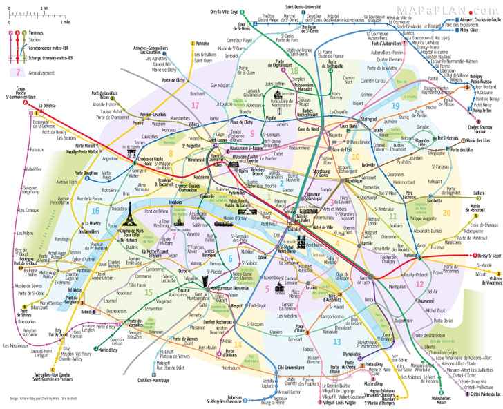 Paris top tourist attractions map Metro with favourite sights