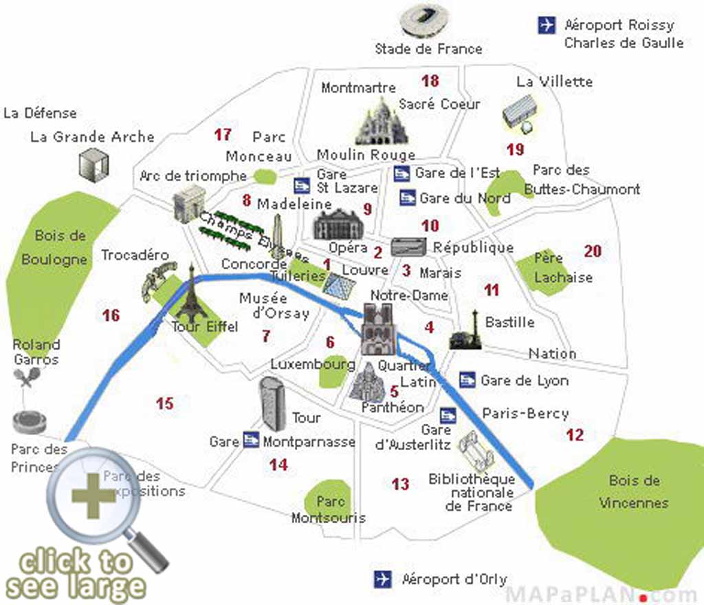 Paris top tourist attractions map Visitor points of interest