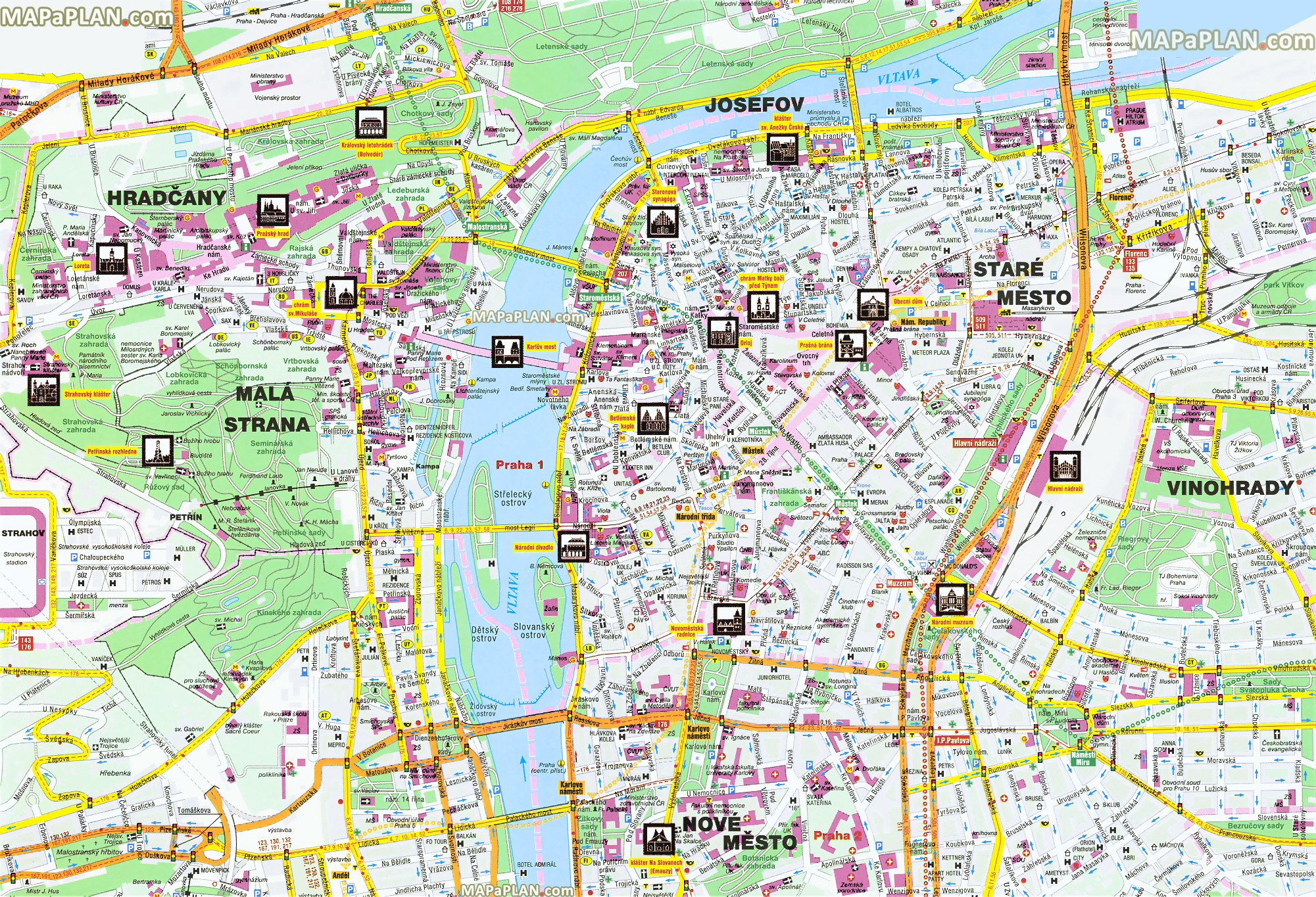 must do sights for tourists monuments hlavni nadrazi rail station municipal house Prague top tourist attractions map