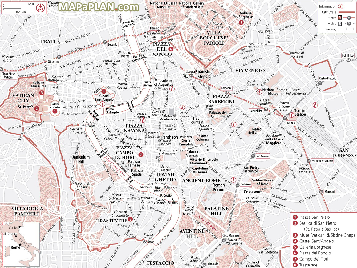 Rome in 2 days Explore the most famous locations trip Rome top tourist attractions map