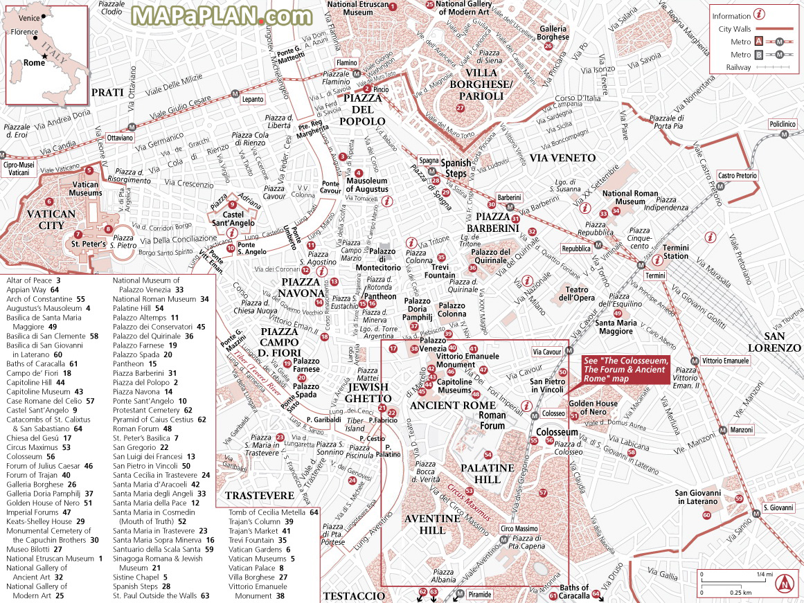 What to do and where to go in a week Rome top tourist attractions map