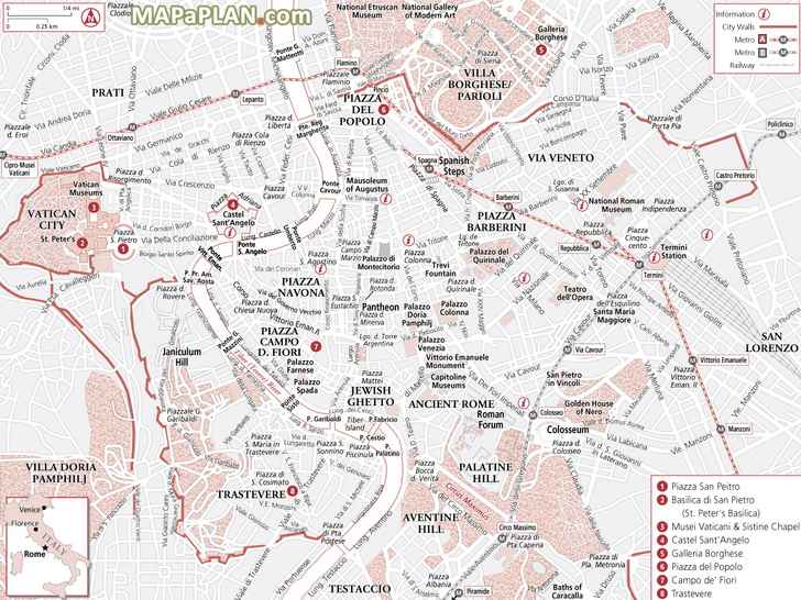 maps of rome showing attractions