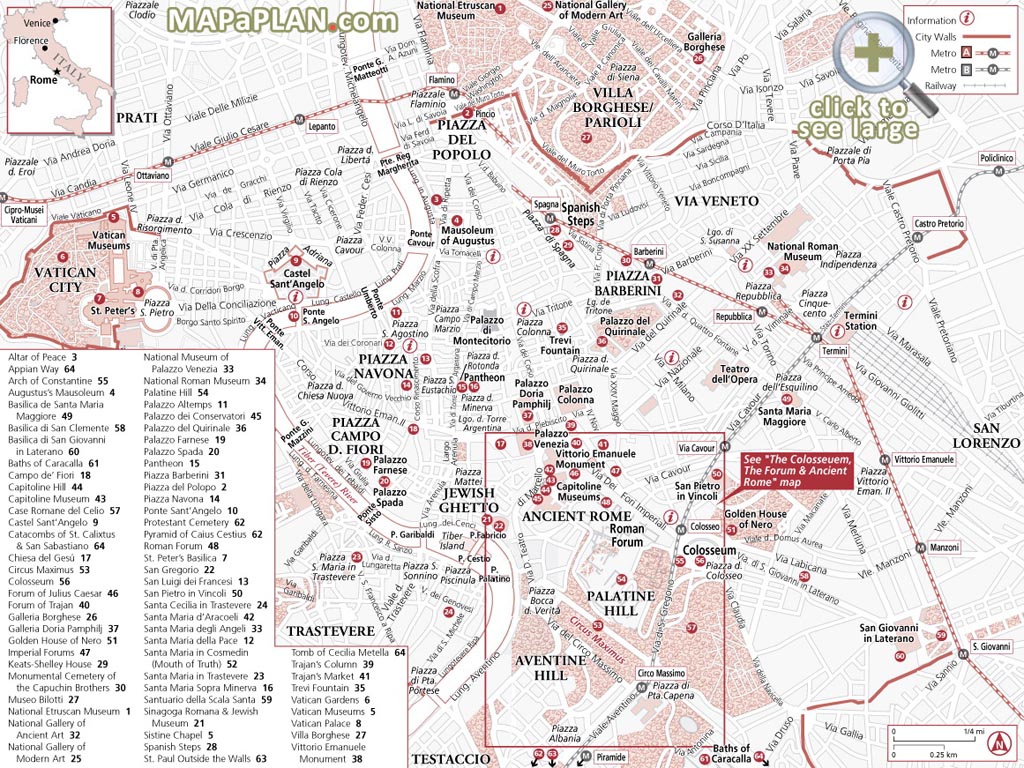 What to do and where to go in a week Rome top tourist attractions map