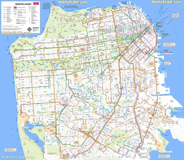 municipal railway transit system crosstown caltrain stops ferry service bus candlestick park San Francisco top tourist attractions map