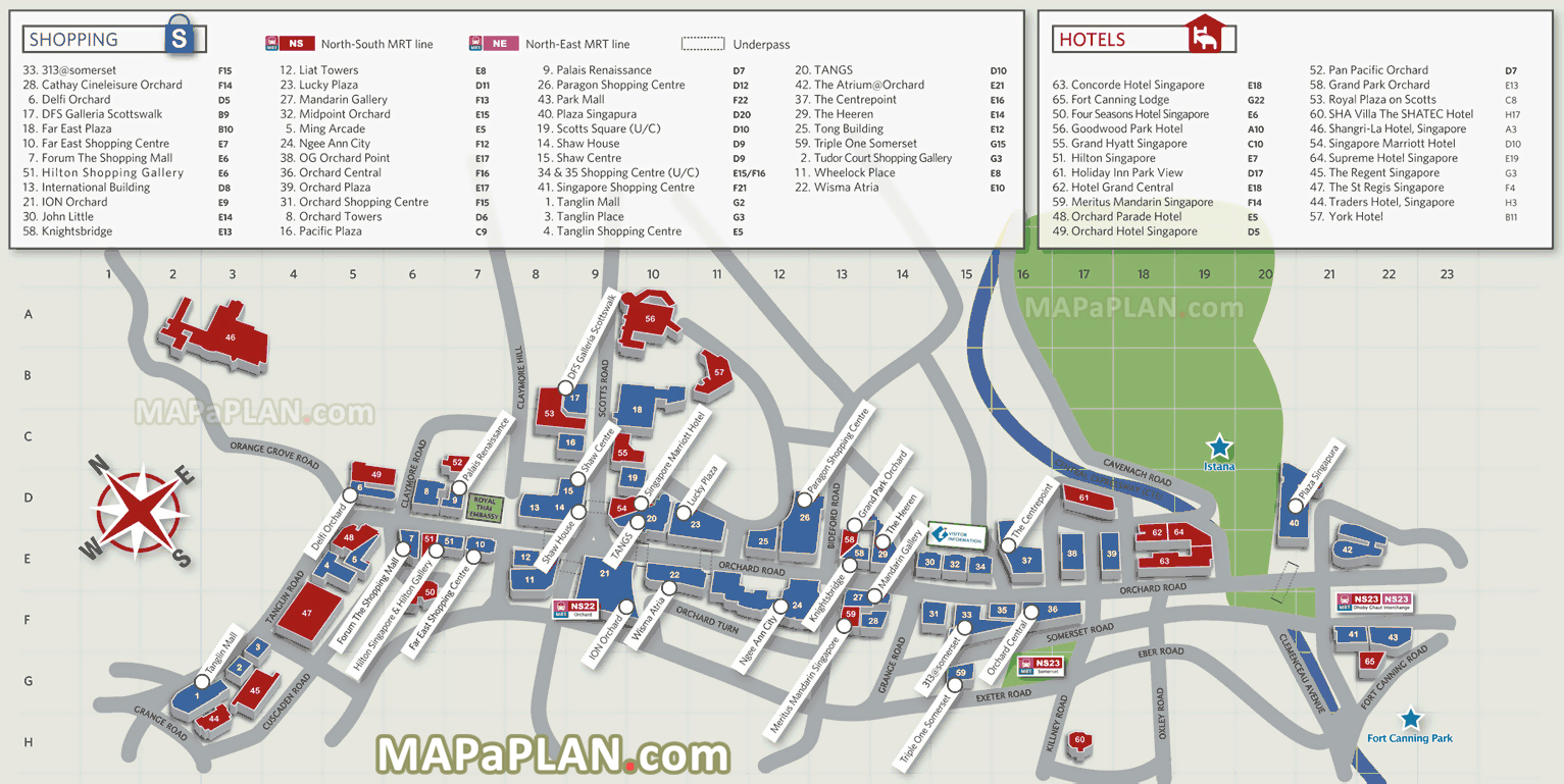 Orchard Road shopping map Singapore top tourist attractions map
