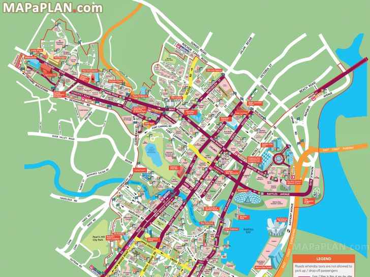 City centre must-see places to visit detailed street travel plan Singapore top tourist attractions map