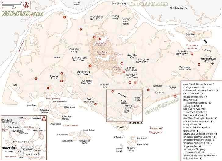 Explore best sights outside urban area in a week Singapore top tourist attractions map