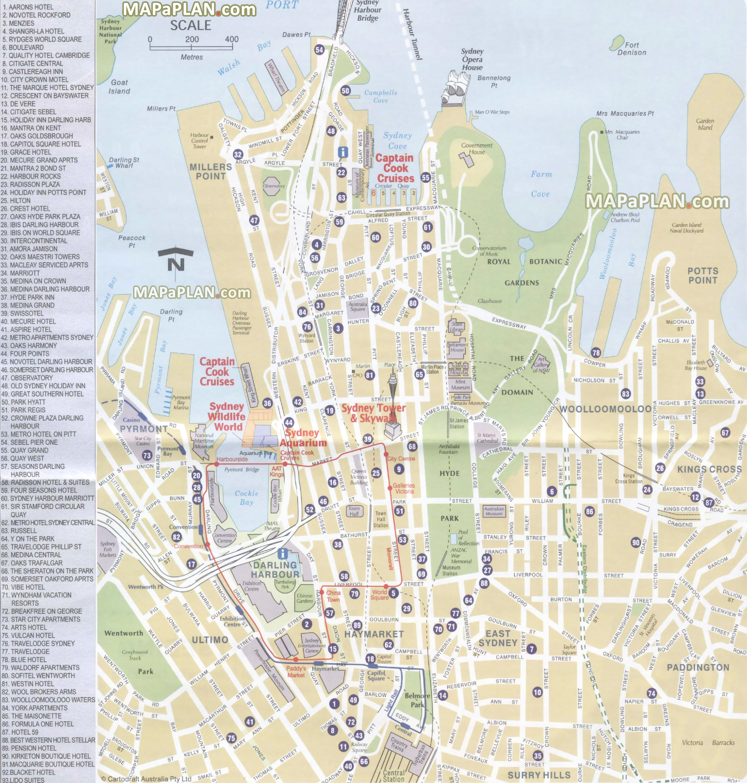 map of sydney tourist attractions