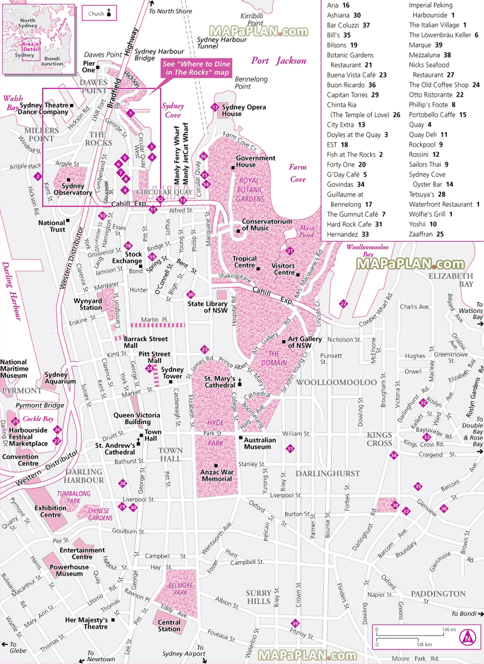 walking directions favourite eateries good restaurants barrack pitt streets malls shopping Sydney top tourist attractions map