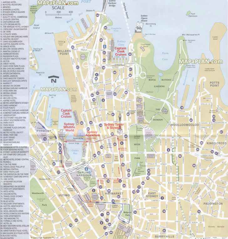 a z map hotels historical buildings must do sights wildlife world tower eye skywalk Sydney top tourist attractions map