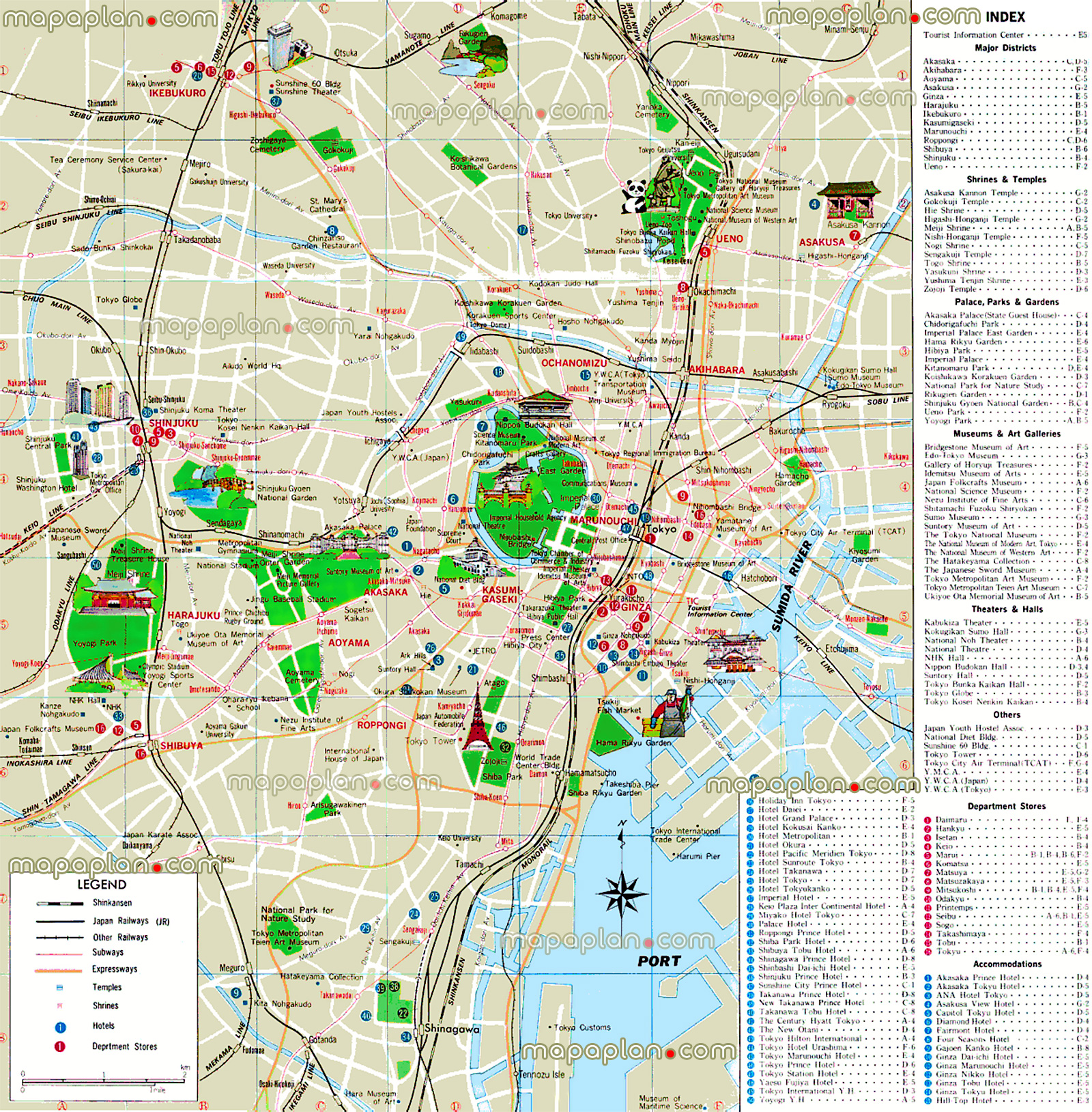 map of tourist attractions in tokyo