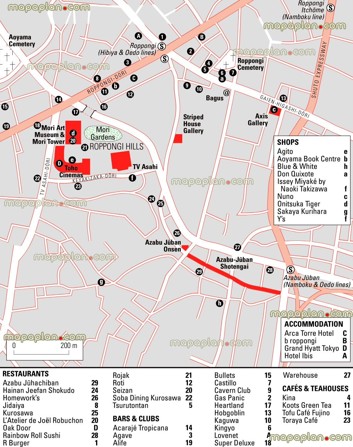 roppongi hills azabu juban large scale how get clubs nightlife entertainment mori gardens s Tokyo top tourist attractions map