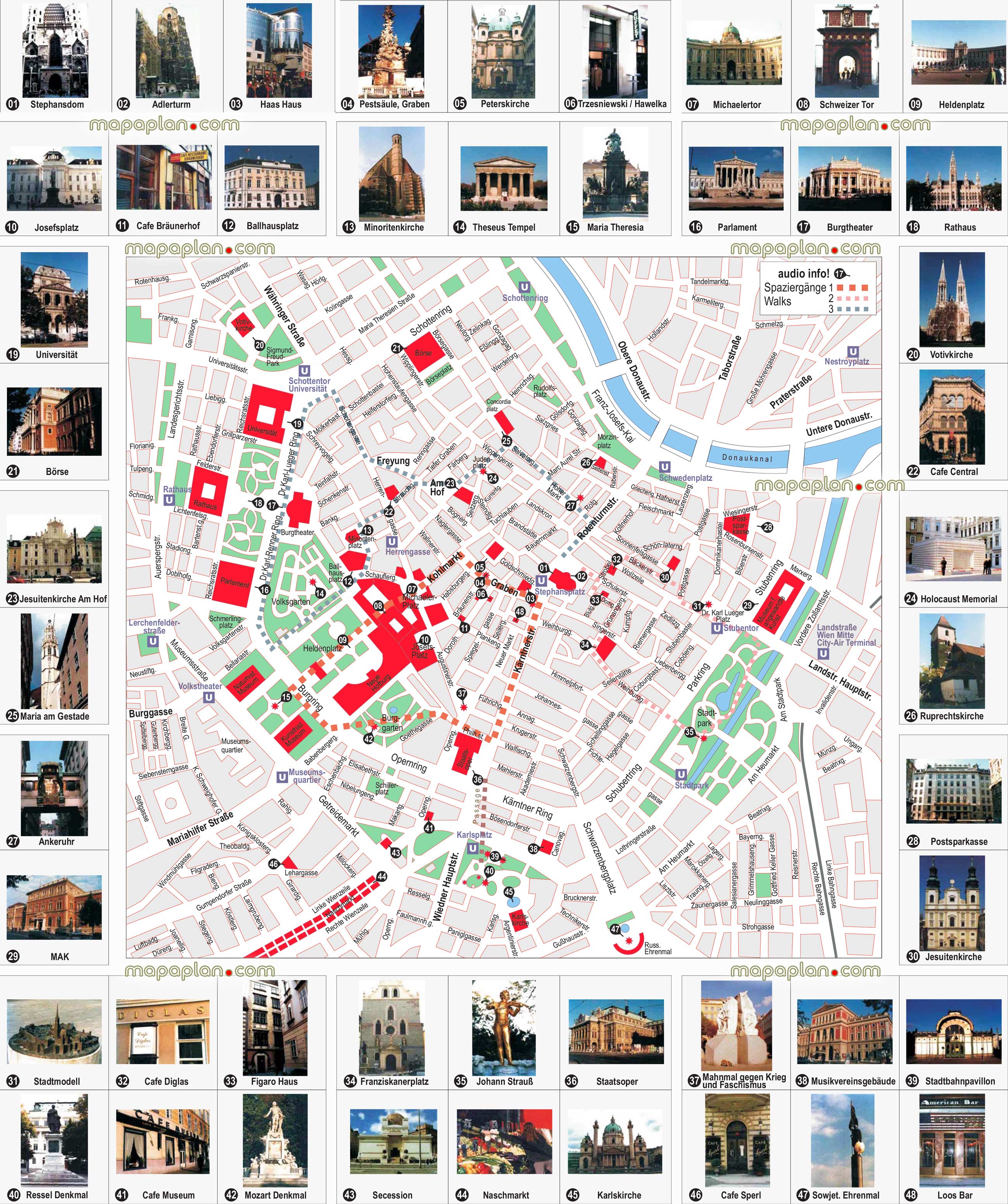 Vienna city centre free travel guide must see sights best destinations visits Vienna Top tourist attractions map