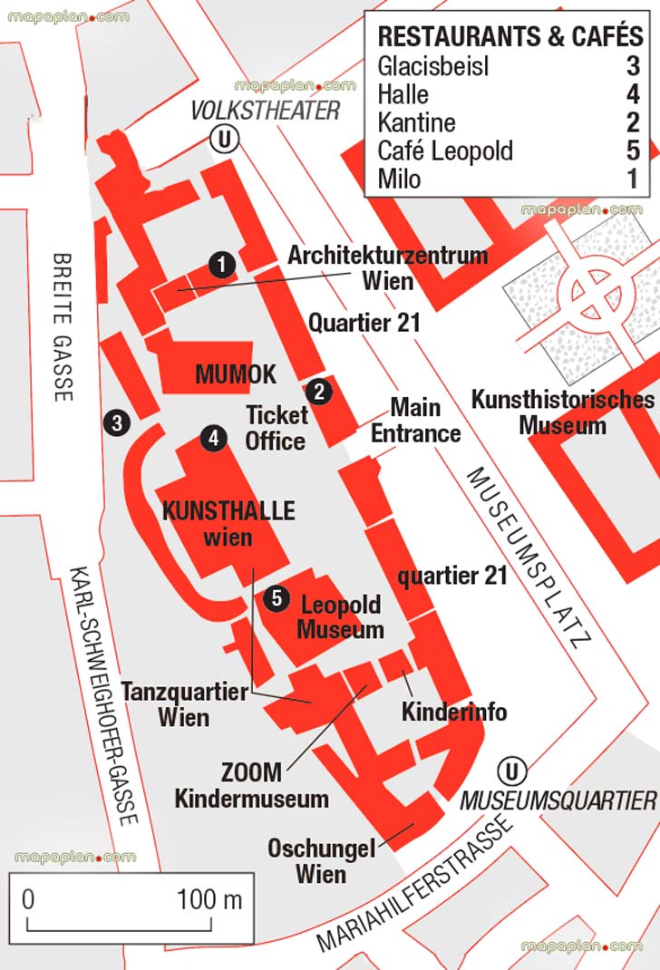 vienna museums quarter museumsquartier district city center things do places free download interactive sightseeing maps Vienna Top tourist attractions map