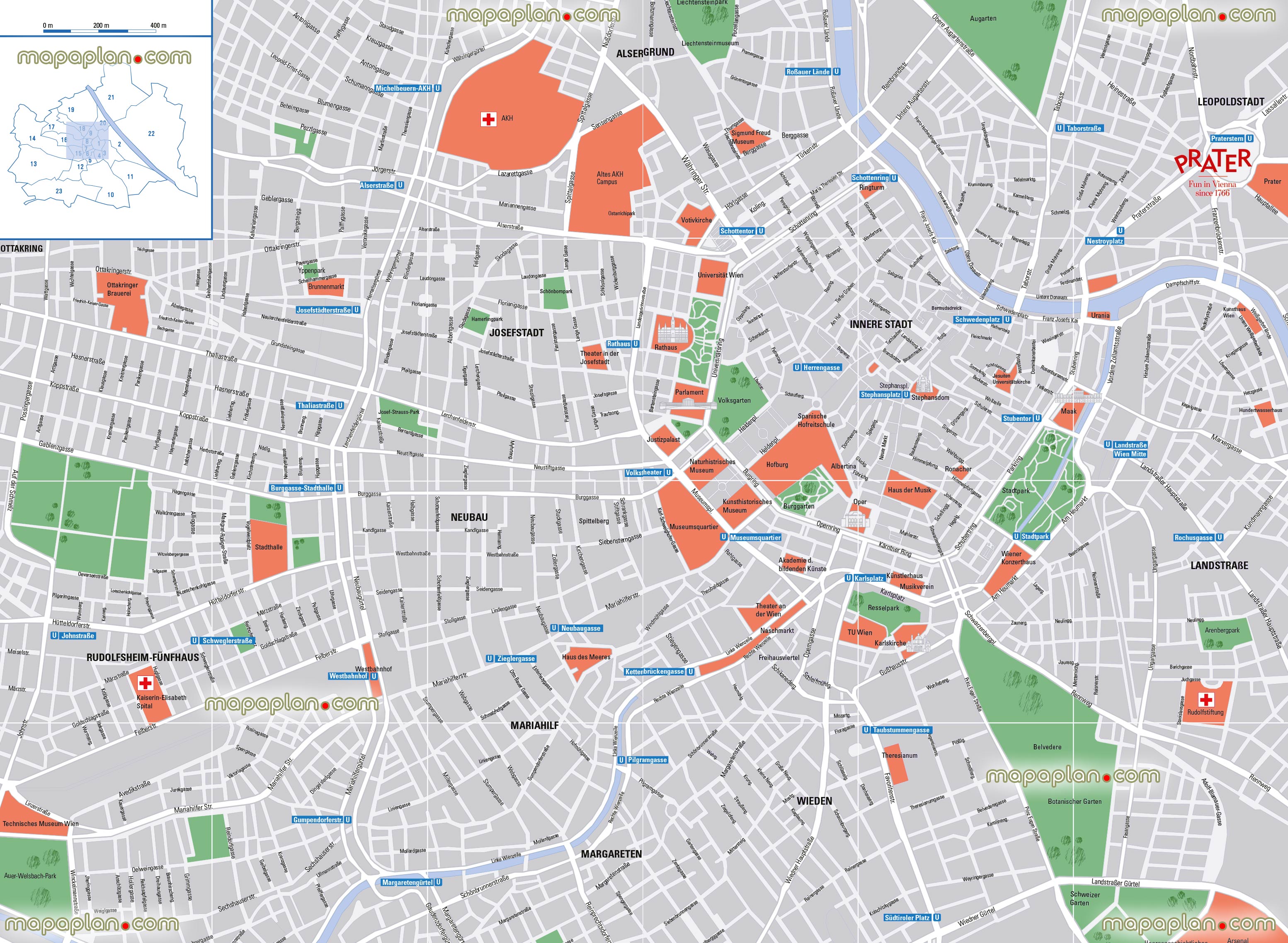 tourist map of vienna districts