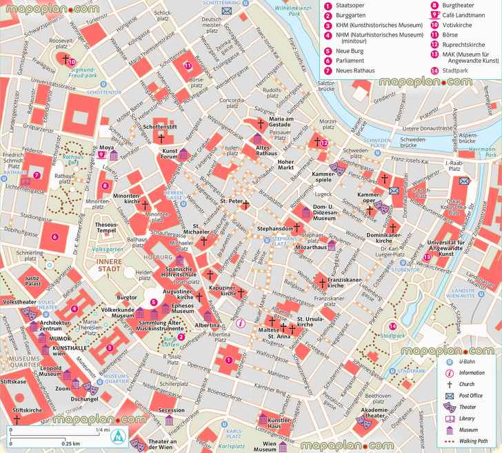 ringstrasse downtown main attractions best sights a week detailed street plan guide englishs Vienna Top tourist attractions map