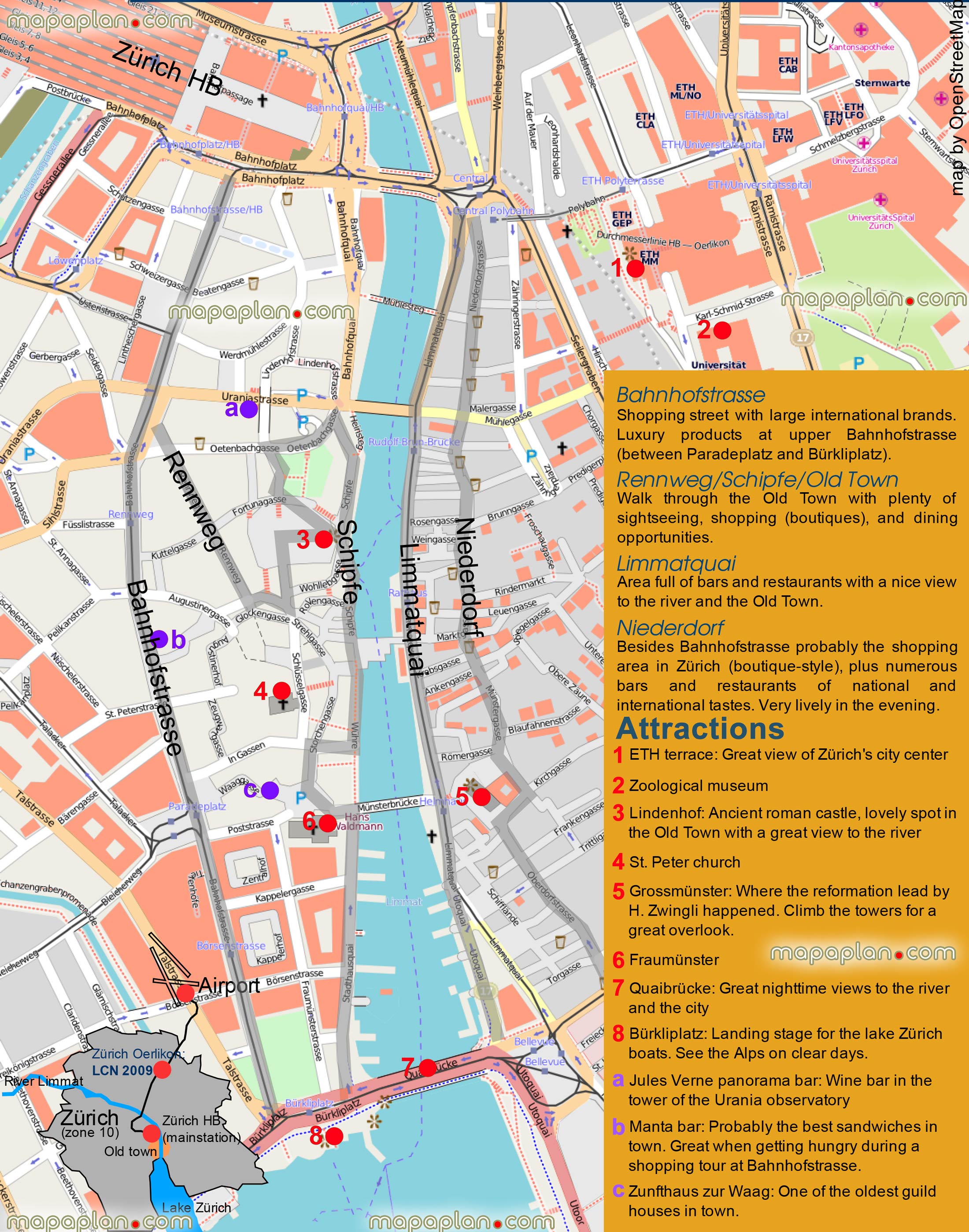 Zurich Attractions Map