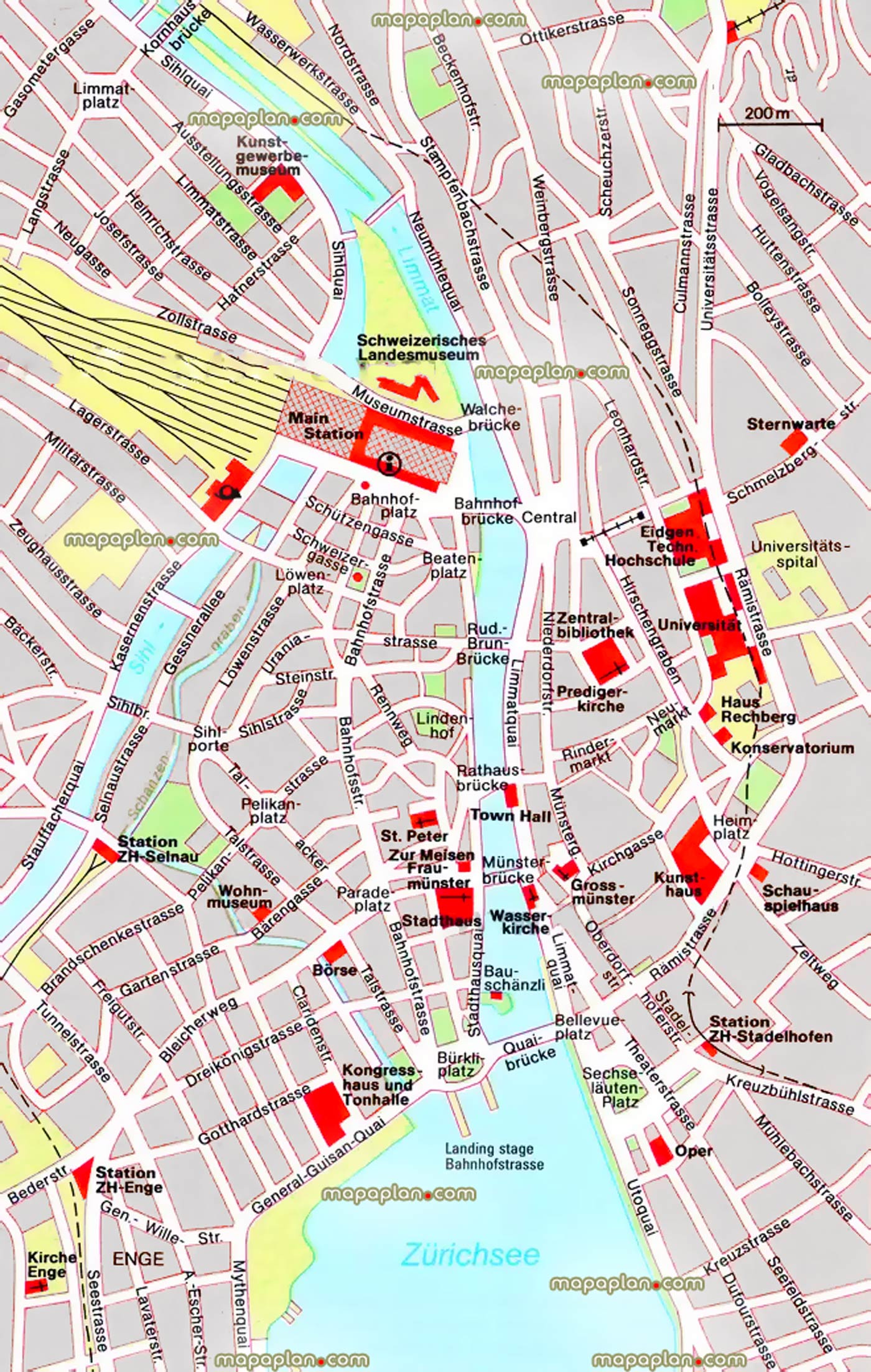 zurich city center offline 3d interactive guide jpg main streets tourist information centre sightseeing downtown attractions main train railway station interactive walking trip downloadable itinerary planner print guide best destinations visit central district area outline layout best locationss Zurich Top tourist attractions map