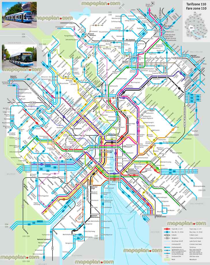 map Zurich tram bus public transport network system stations zones routes stops updated transit diagram train airport zvv vbz city tarifzoness Zurich Top tourist attractions map